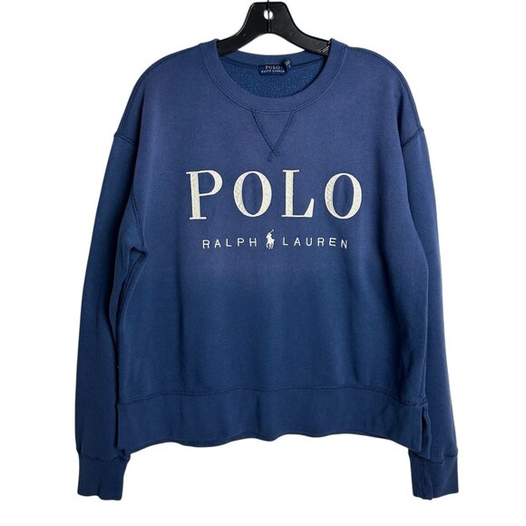 Polo Ralph Lauren Sweaters - Polo Ralph Lauren Horse Logo Blue Fleece Lined SO SOFT Sweatshirt Size M